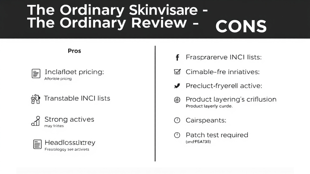 Infographic of The Ordinary skincare reviews with pros and cons